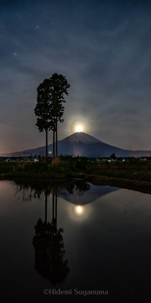 月と富士山